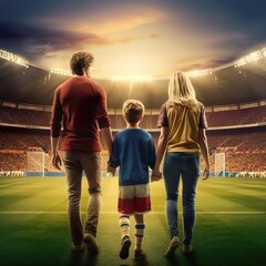 Family on football place 