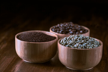 coffee in a wooden bowl