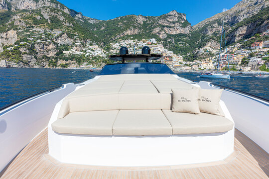 yacht prow view on board on the sea