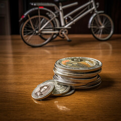 Obraz na płótnie Canvas money and bike