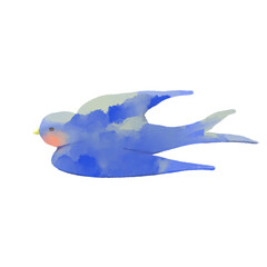 水彩のかわいい飛ぶツバメ