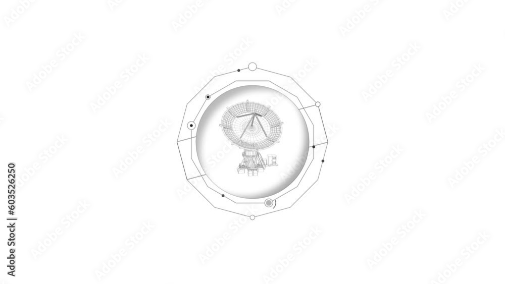 Poster hud element - animation of 3d virtual radio telescope.
