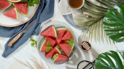 Fresh ripe sliced watermelon