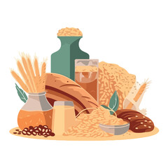 Healthy meal with fresh bread