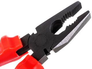 metal pliers with a plastic handle reveal the maximum resolution on a white background