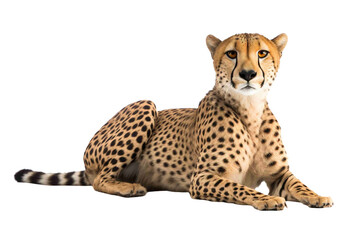 Cheetah png, sitting, isolated, transparent background, wild cat generative ai