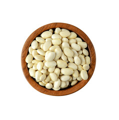 white beans in wooden bowl   on   transparent png