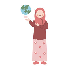 Fototapeta premium Faceless muslim teacher explaining in the classroom