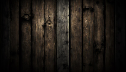 Obraz premium Wood planks texture background, old dark wooden wall in barn, generative AI