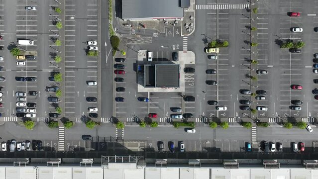 View of the car park with a large number of cars of the shopping centre