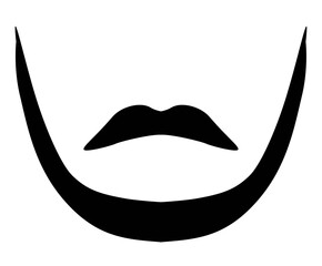 Natural Moustache and Chin Curtain Beard style men illustration Facial hair mustache. Vector black male Fashion template flat barber collection. Stylish hairstyle isolated outline on white background.