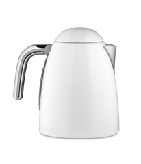 Beautiful modern brand electric kettle with chrome elements isolated on white background
