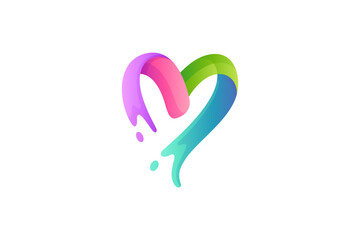 heart and splash colorful gradient 3D logo design