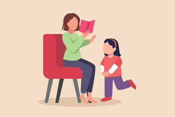 Happy student reading book at leisure time. Book lovers concept. Colored flat vector illustration.