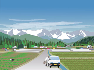 田舎の農家風景