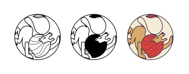 Roaring lion in a circle. Vector logo or symbol.