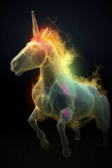 Obraz na płótnie Canvas Colorful Unicorn exuding light and fire