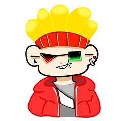 Cool boy with yellow hair cartoon character, PNG transparent illustration