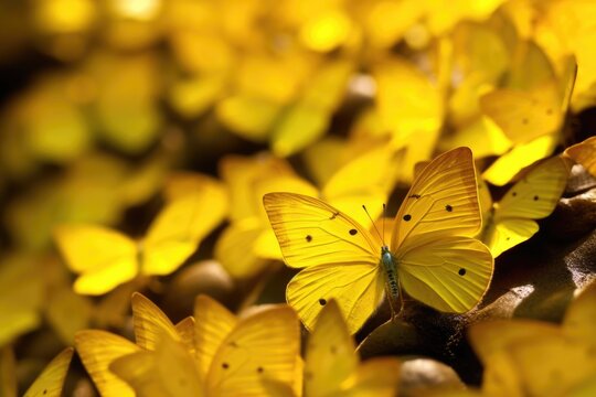 Yellow butterflies. Generative AI