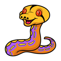 Fototapeta premium Cute purple albino tiger reticulated python cartoon