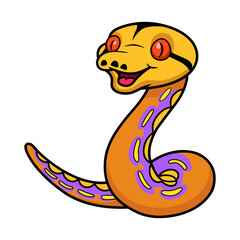 Fototapeta premium Cute purple albino tiger reticulated python cartoon