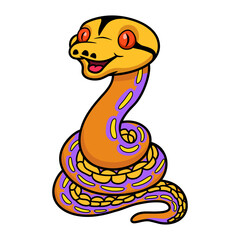 Cute purple albino tiger reticulated python cartoon