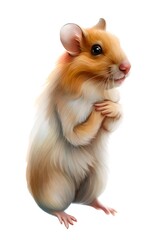 Cute hamster mouse with white background.  Generative AI