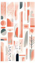 red abstract minimal vector boho shapes and lines