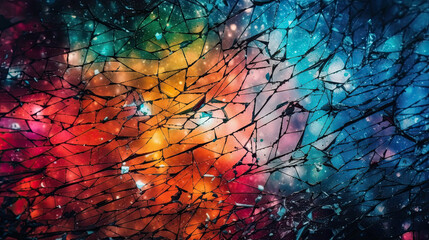 broken stained glass. wallpaper background. Generative AI