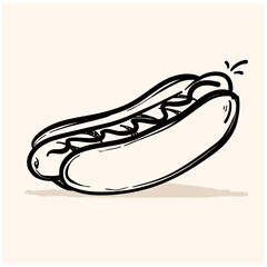 hot dog doodle icon vector