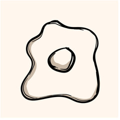 fried egg doodle icon with background cream