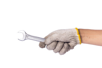 mechanic hand holding tool isolated