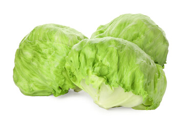 Fototapeta premium Fresh green iceberg lettuces isolated on white