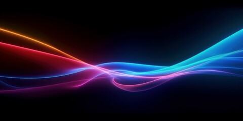 Spectrum neon lights abstract background. Futuristic waves. AI generated, human enhanced