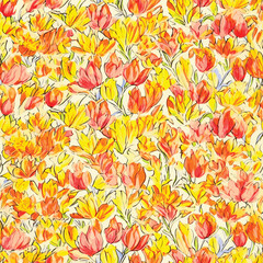 Fototapeta na wymiar Seamless Colorful Tulips Pattern.Seamless pattern of tulips in colorful style. Add color to your digital project with our pattern!