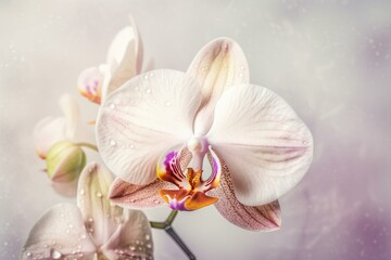 Fototapeta na wymiar Pastel watercolor painted orchid. Generative AI