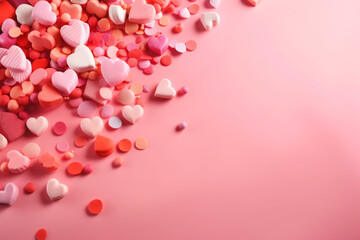 A pink background with hearts 