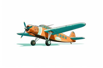 Whimsical Cartoon Illustration of a Propeller Airplane, Minimalist, White Background, Generative AI