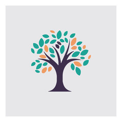 tree logo with vector leaves