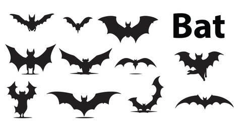 A silhouette bat vector collection.