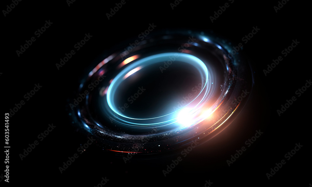 Wall mural glow swirl light effect. circular lens flare. abstract rotational lines on transparent background