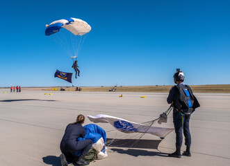 Parachuter with Flag
