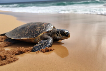 a turtle on the beach