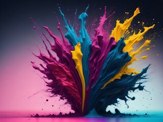 Colorful rainbow holi paint splash, color powder explosion. Generative AI