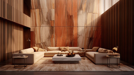 Fototapeta na wymiar A living room with wooden concept interior