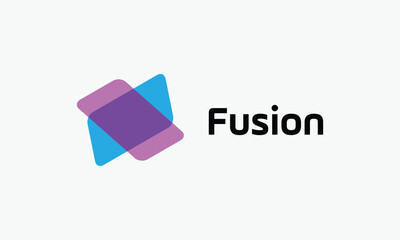 Fusion logo vector teamwork icon symbolist cooperation connection link together community union association