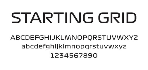 Sport start Modern Formula grand prix race Italic Alphabet Font icon logo sign symbol Typography urban style fonts technology digital movie graphic design vector illustration black white background