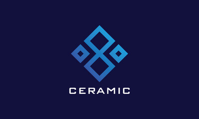 Ceramic square blue color logo vector symbol decoration interior exterior building wall floor repair home property real estate architecture tile construction
