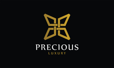 Precious logo vector jewelry symbol gold diamond gemstone shiny rich people icon elegant luxury design