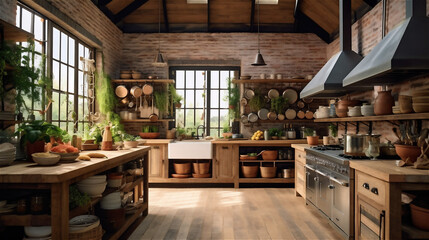 Generative AI, Cozy and Charming Rustic Kitchen Design